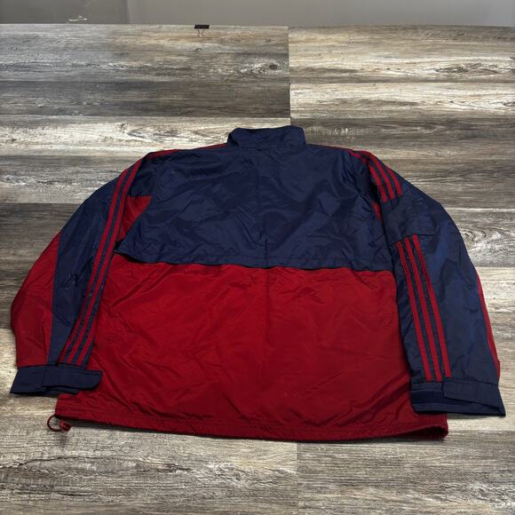 Vintage Adidas Jacket Navy Maroon Mens XL Full Zip Windbreaker Track 90s Nylon - Picture 4 of 11